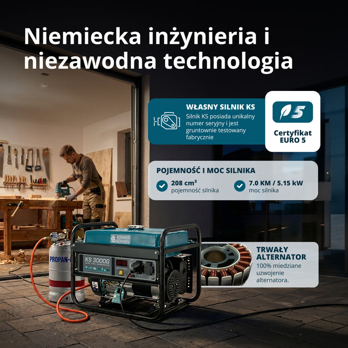 Generator LPG/Benzyna „Könner & Söhnen” KS 3000G (Odnowiony – stan idealny)